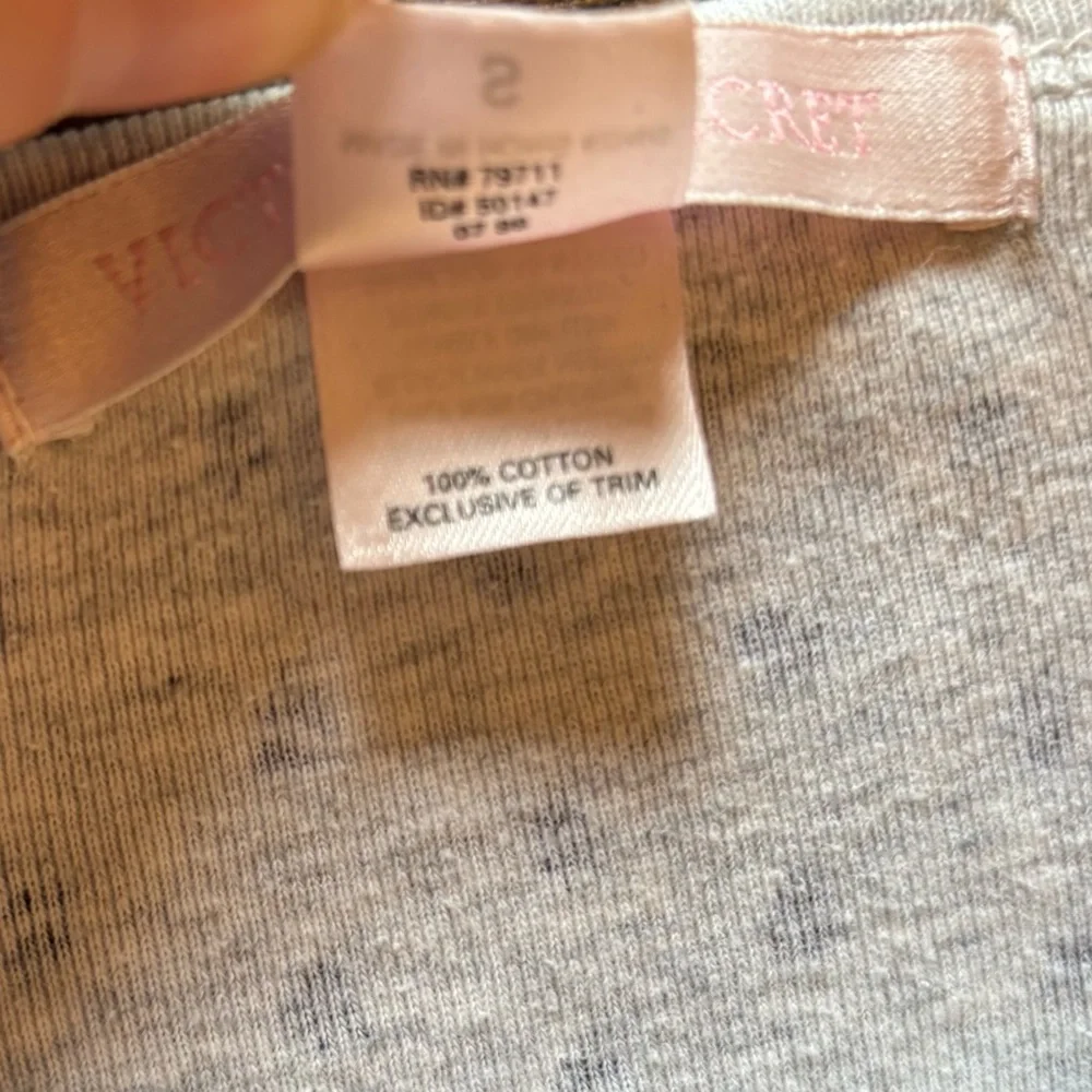 Victoria’s Secret Pajama Set Grey Blue Ditsy Floral 100% Cotton Cozy Sleepwear S - Picture 8 of 10